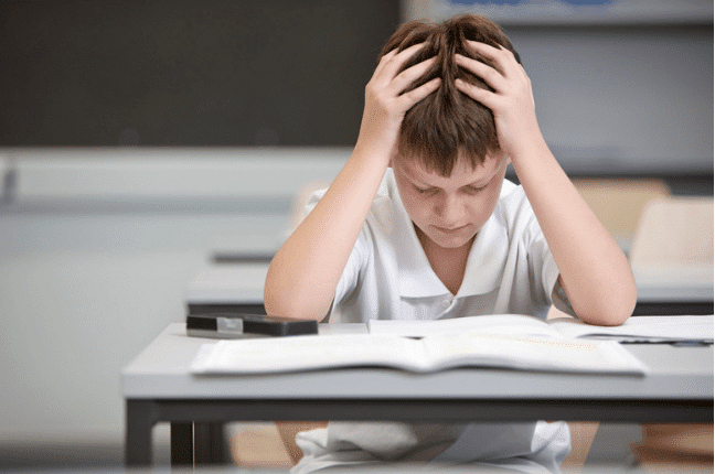 A child concentrating on what he is reading 
